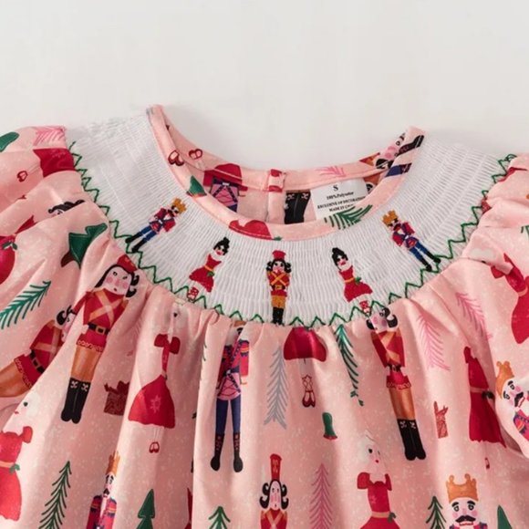 Boutique Christmas Nutcracker Girls Smocked Embroidered Dress - Picture 2 of 6